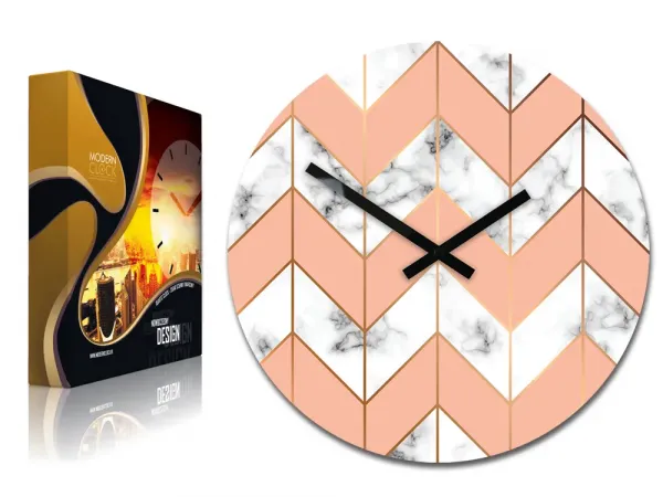 ModernClock Nástenné hodiny Marble bielo-ružové