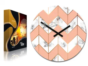 ModernClock Nástenné hodiny Marble bielo-ružové