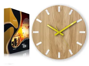 ModernClock Nástenné hodiny Simple Oak hnedo-žlté