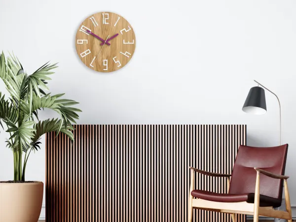 ModernClock Nástenné hodiny Slim Mit hnedo-fialové