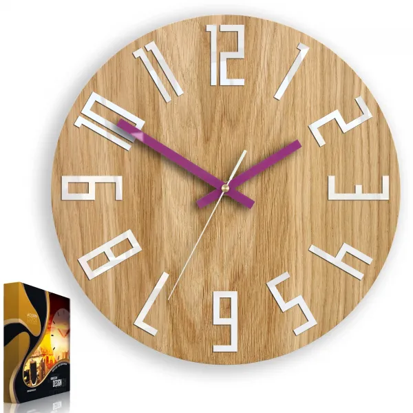 ModernClock Nástenné hodiny Slim Mit hnedo-fialové