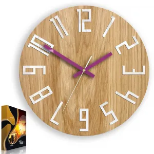 ModernClock Nástenné hodiny Slim Mit hnedo-fialové