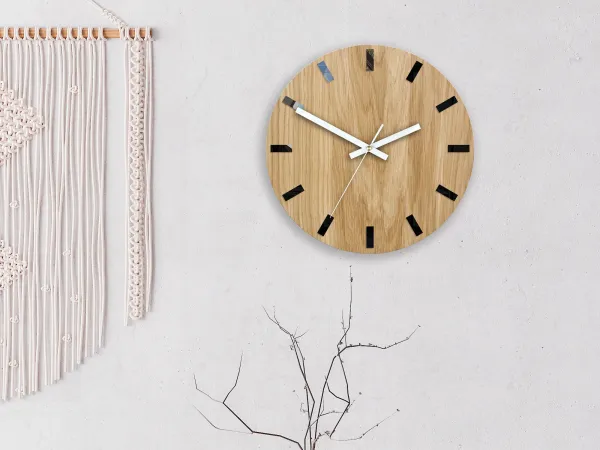 ModernClock Nástenné hodiny Simple-W hnedo-biele
