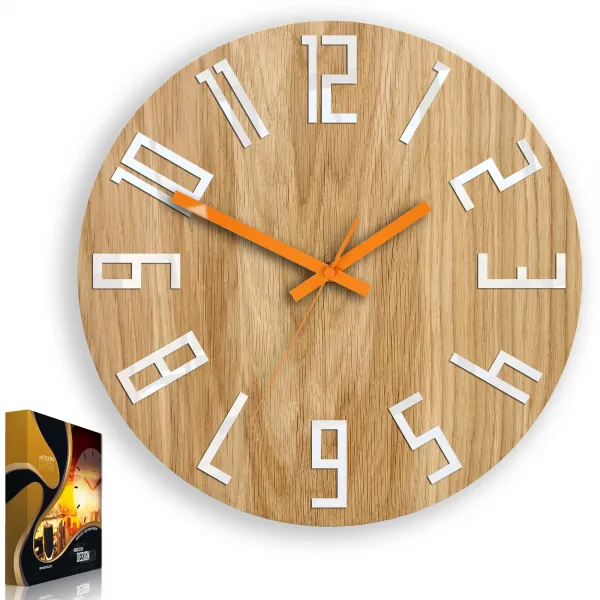 ModernClock Nástenné hodiny Slim Mit hnedo-oranžové