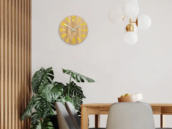 ModernClock Nástenné hodiny Drevo hnedo-žlté