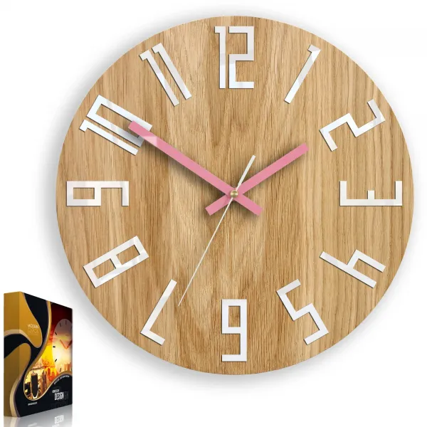 ModernClock Nástenné hodiny Slim Mit hnedo-ružové