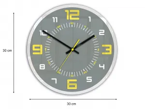 ModernClock Nástenné hodiny Orion šedo-žlté