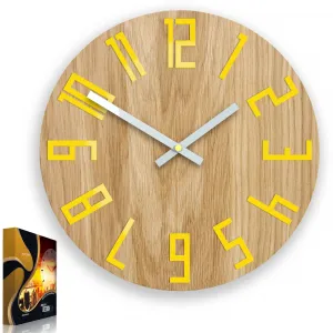 ModernClock Nástenné hodiny Drevo hnedo-žlté