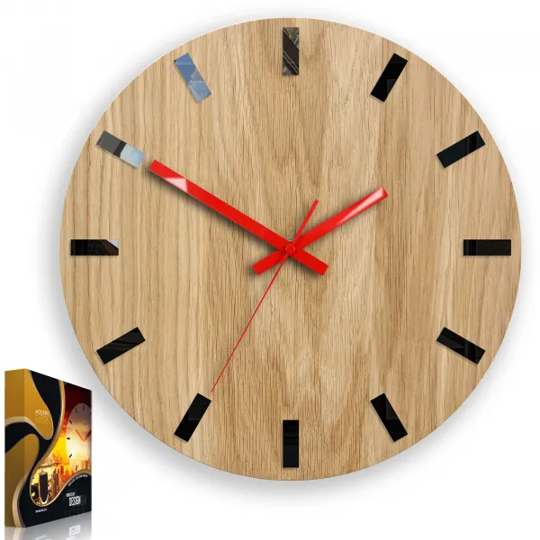 ModernClock Nástenné hodiny SImple-Y hnedo-červené