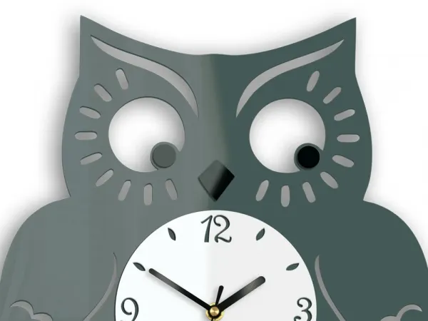 ModernClock Nástenné hodiny Owl sivé