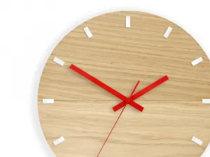 ModernClock Nástenné hodiny Solo Wood hnedo-červené