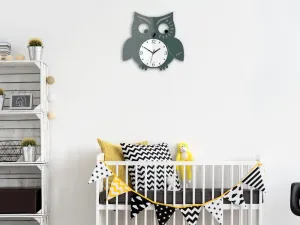 ModernClock Nástenné hodiny Owl sivé