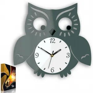 ModernClock Nástenné hodiny Owl sivé