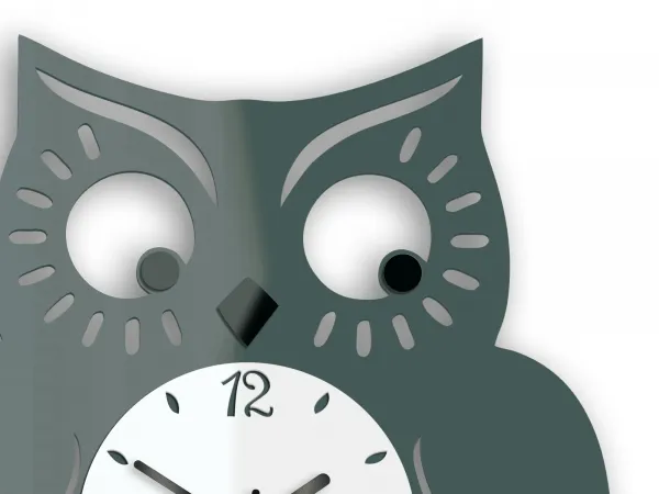 ModernClock Nástenné hodiny Owl sivé