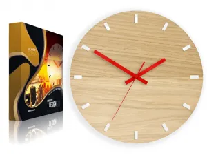 ModernClock Nástenné hodiny Solo Wood hnedo-červené