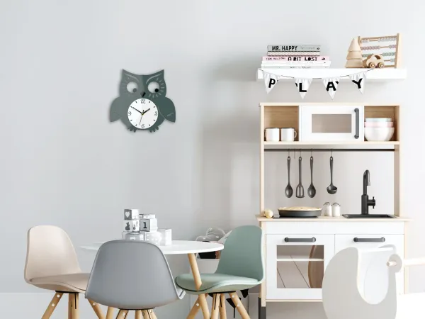ModernClock Nástenné hodiny Owl sivé