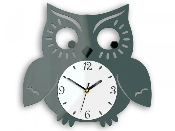 ModernClock Nástenné hodiny Owl sivé