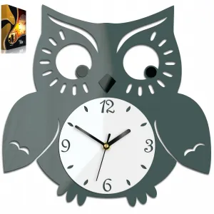 ModernClock Nástenné hodiny Owl sivé