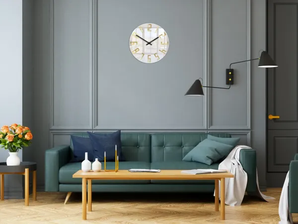 ModernClock Nástenné hodiny Slim Gold biele