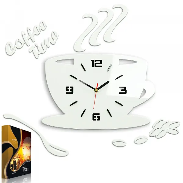 ModernClock Nástenné hodiny Coffee biele