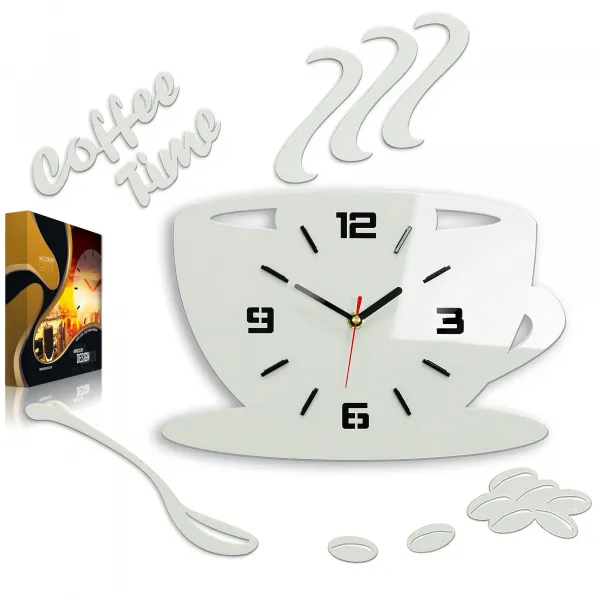 ModernClock Nástenné hodiny Coffee biele