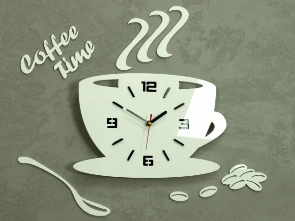 ModernClock Nástenné hodiny Coffee biele