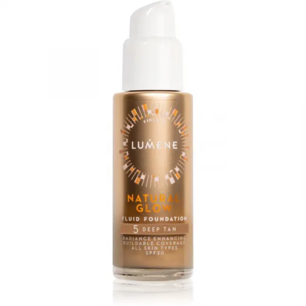 Lumene Natural Glow rozjasňujúci make-up pre prirodzený vzhľad SPF 20 odtieň 5 Deep Tan (Warm) 30 ml