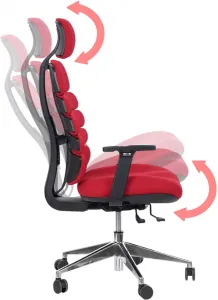 MERCURY Ergonomická kancelárska stolička SPINE červená, s opierkou hlavy