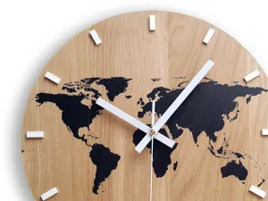 ModernClock Nástěnné hodiny World Wood černé