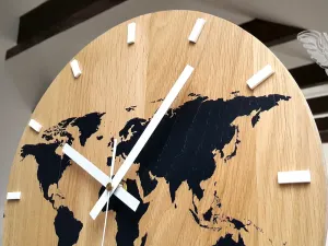 ModernClock Nástěnné hodiny World Wood černé
