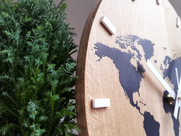 ModernClock Nástěnné hodiny World Wood černé