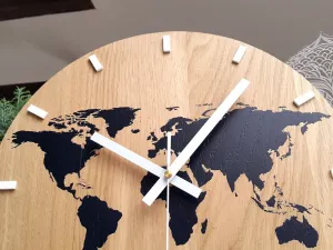ModernClock Nástěnné hodiny World Wood černé