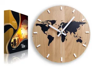 ModernClock Nástěnné hodiny World Wood černé