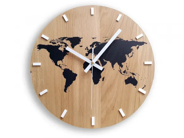 ModernClock Nástěnné hodiny World Wood černé