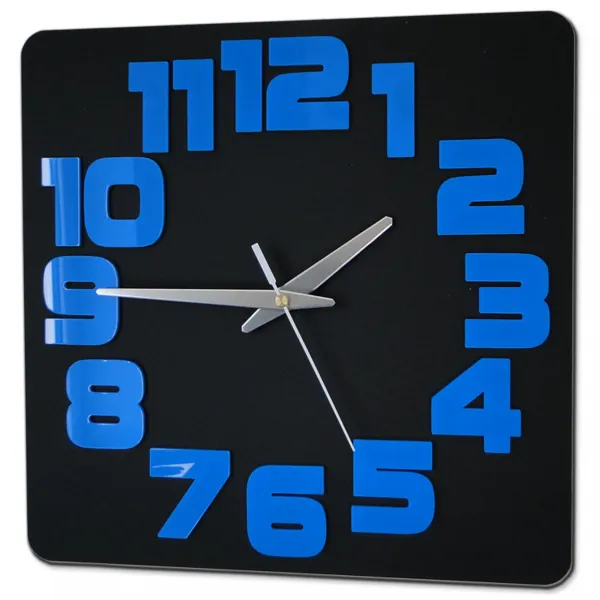 Moderné nástenné hodiny LOGIC BLACK-BLUE blackblue