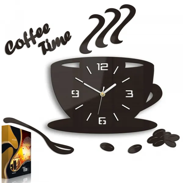 Moderné nástenné hodiny COFFE TIME 3D WENGE wenge