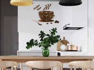Moderné nástenné hodiny COFFE TIME 3D COPPER copper