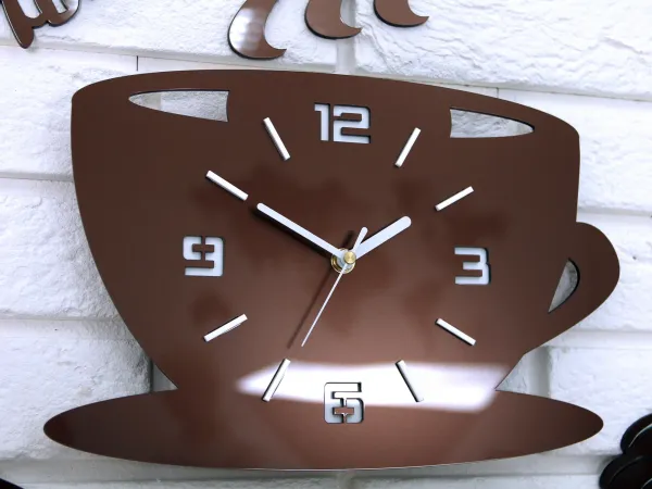Moderné nástenné hodiny COFFE TIME 3D COPPER copper