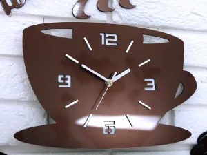 Moderné nástenné hodiny COFFE TIME 3D COPPER copper