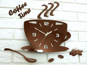 Moderné nástenné hodiny COFFE TIME 3D COPPER copper