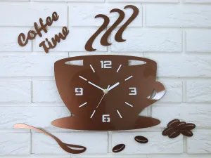 Moderné nástenné hodiny COFFE TIME 3D COPPER copper