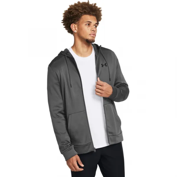 Pánska zateplená tréningová mikina so zipsom UNDER ARMOUR UA Armour Fleece FZ Hoodie-GRY