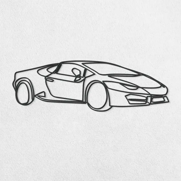 Drevený line art obraz - Lamborghini Huracán