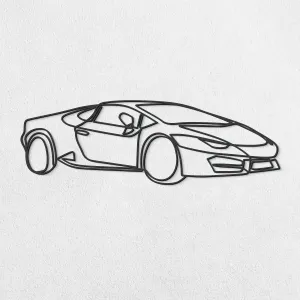 Drevený line art obraz - Lamborghini Huracán