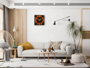 ModernClock Nástenné hodiny Logic čierno-oranžové