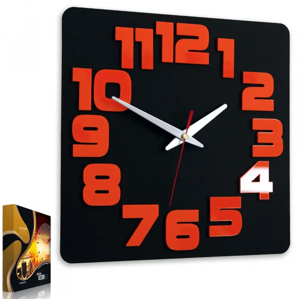 ModernClock Nástenné hodiny Logic čierno-oranžové