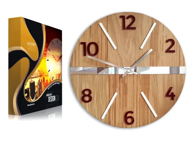 ModernClock Nástenné hodiny Dubové Luxusné hnedé