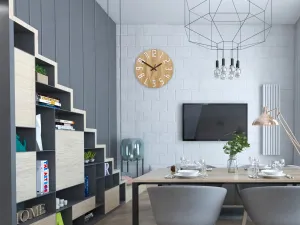 ModernClock Nástenné hodiny tenké Dub hnedý