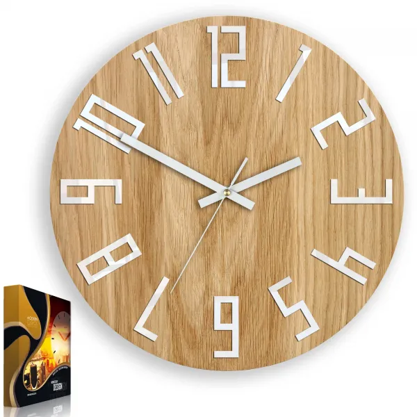 ModernClock Nástenné hodiny tenké Dub svetle hnedé