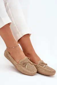 Boto Dámske mokasíny s perforovaným vzorom a šnurovaním Khaki Mirisa
